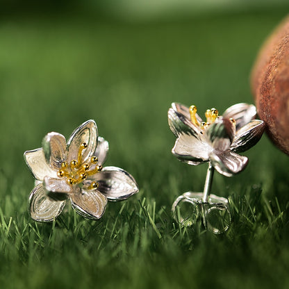 Lotus Stud Earrings in 925 Sterling Silver by HitMyNeed