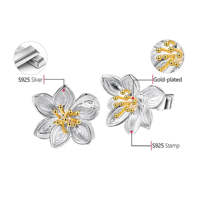 Lotus Stud Earrings in 925 Sterling Silver by HitMyNeed