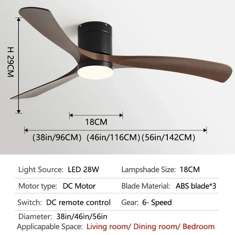 Low Ceiling DC Ceiling Fan Light with Remote 38-56" black-walnut-grain 38-inch dc-wall-switch by HitMyNeed