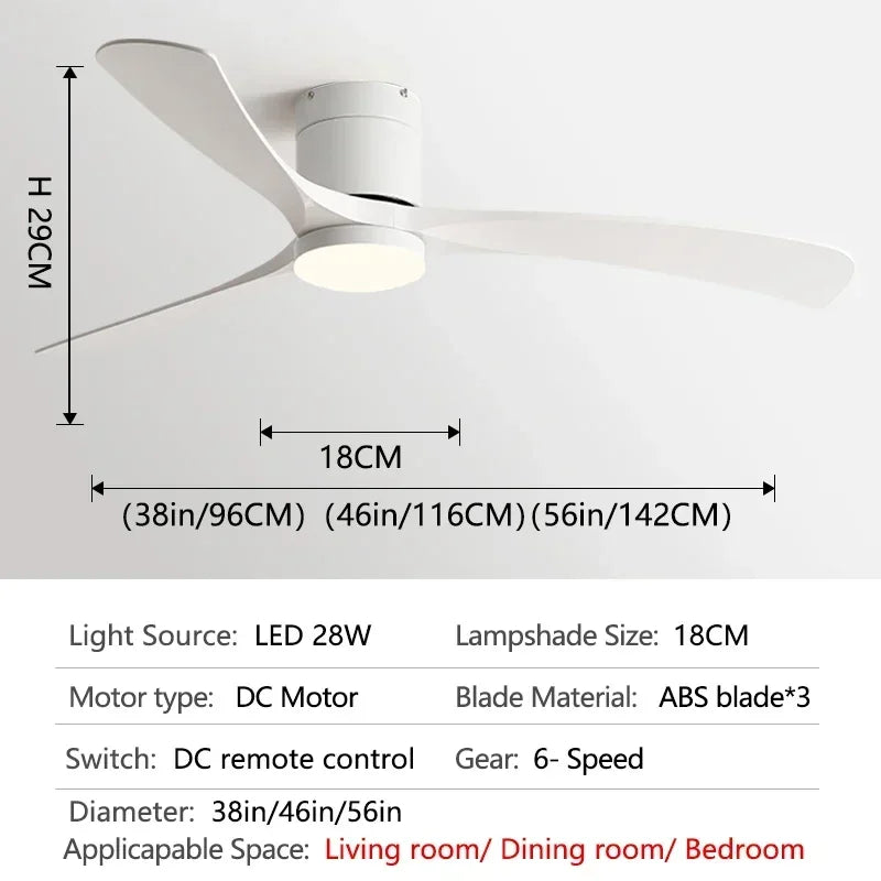 Low Ceiling DC Ceiling Fan Light with Remote 38-56" pure-white 38-inch dc-wall-switch by HitMyNeed