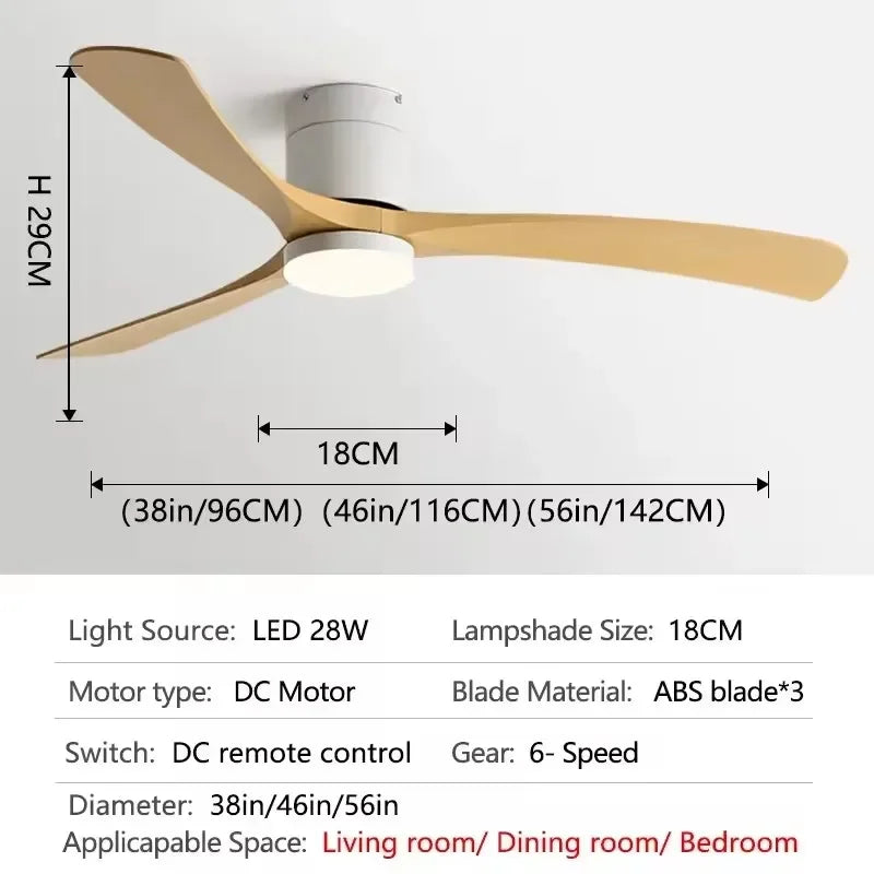 Low Ceiling DC Ceiling Fan Light with Remote 38-56" white-wood-grain 38-inch dc-double-control by HitMyNeed