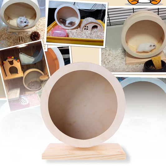 Low Noise Wooden Hamster Wheel for Small Pets by HitMyNeed