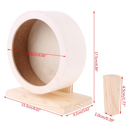 Low Noise Wooden Hamster Wheel for Small Pets by HitMyNeed