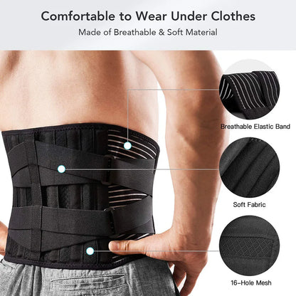 Lower Back Brace with 6 Stays for Lumbar Support by HitMyNeed
