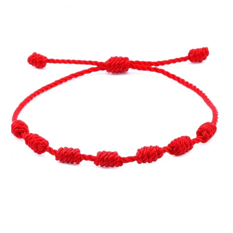 Lucky 7 Knot Red Rope Feng Shui Bracelet by HitMyNeed