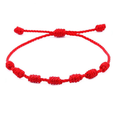 Lucky 7 Knot Red Rope Feng Shui Bracelet by HitMyNeed