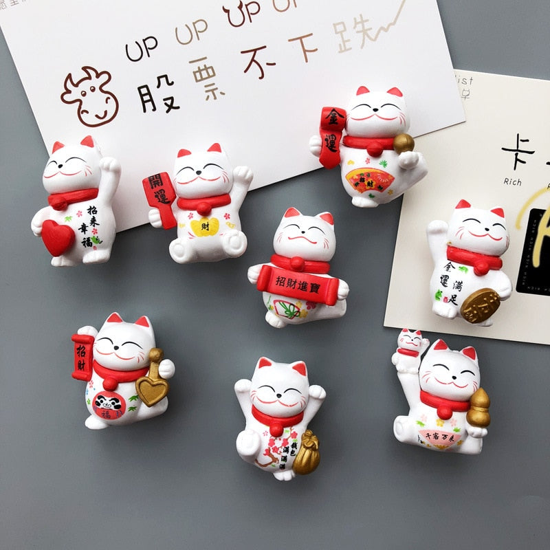 Lucky Cat Fridge Magnets Set of 8 by HitMyNeed