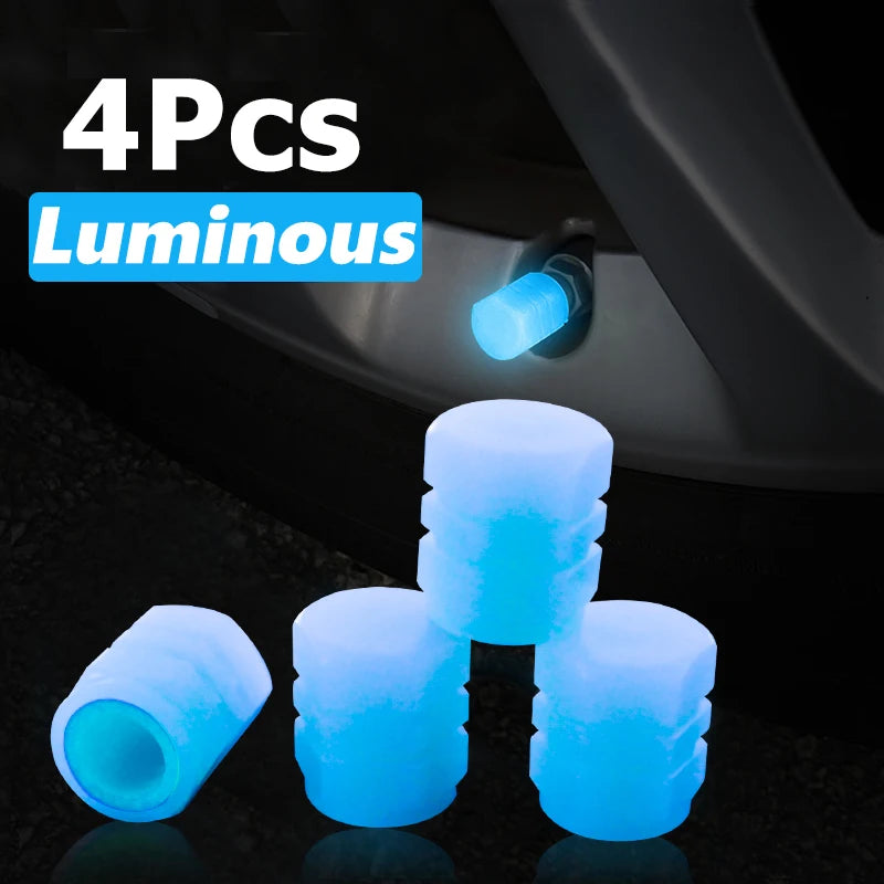 Luminous Fluorescent Valve Caps 4pcs - Green & Blue blue by HitMyNeed