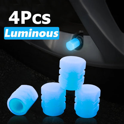 Luminous Fluorescent Valve Caps 4pcs - Green & Blue blue by HitMyNeed