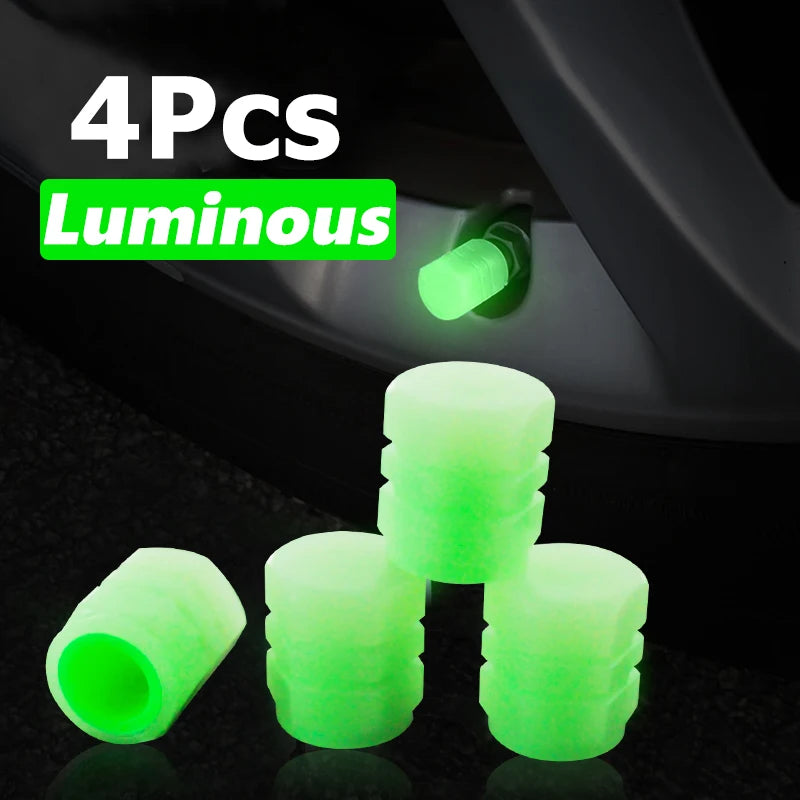 Luminous Fluorescent Valve Caps 4pcs - Green & Blue green by HitMyNeed
