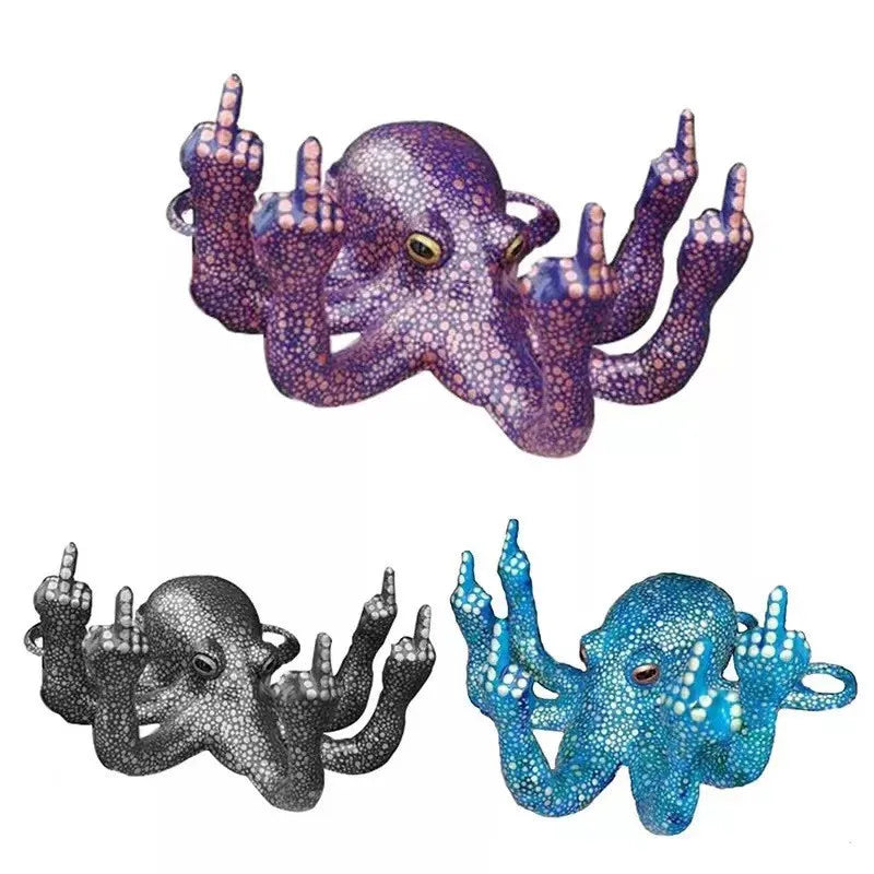 Luminous Middle-Finger Octopus Garden & Desk Statue by HitMyNeed