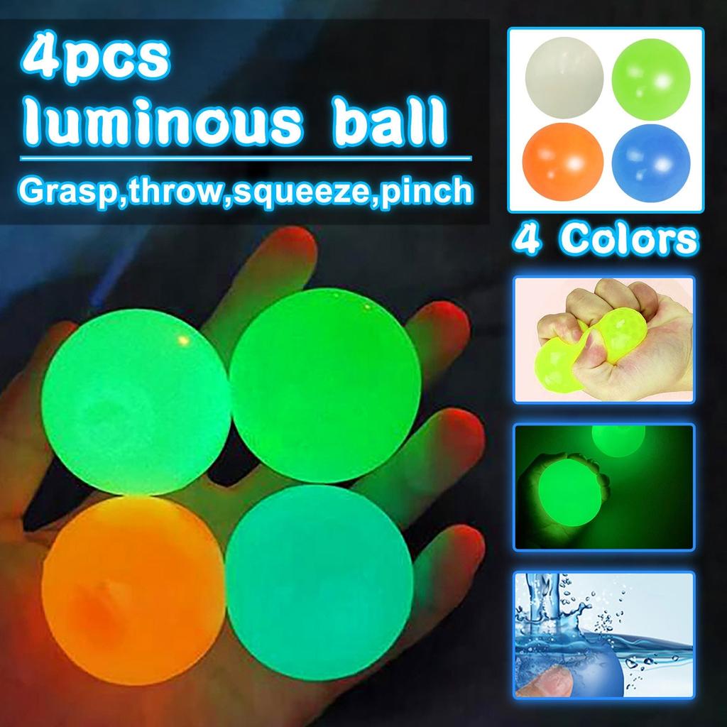 Luminous Sticky Wall Balls Set of 4 - Glow Throw Toys by HitMyNeed