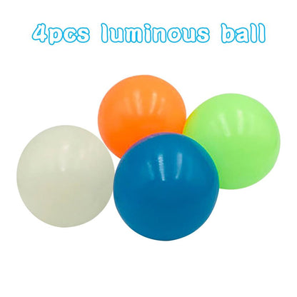 Luminous Sticky Wall Balls Set of 4 - Glow Throw Toys by HitMyNeed