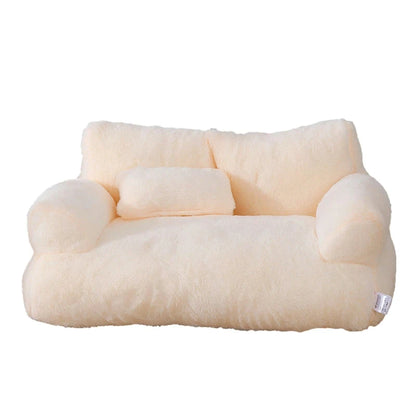 Luxury Winter Cat Bed Sofa for Cats & Small Dogs beige 55x38x18cm by HitMyNeed