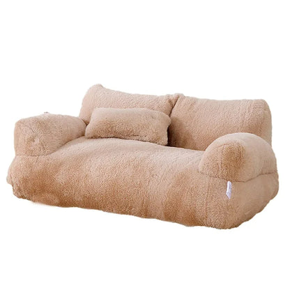 Luxury Winter Cat Bed Sofa for Cats & Small Dogs kaki 55x38x18cm by HitMyNeed