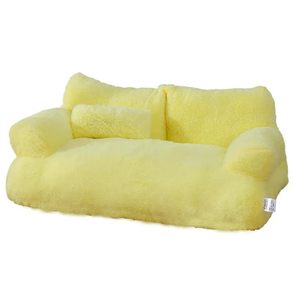 Luxury Winter Cat Bed Sofa for Cats & Small Dogs yellow 55x38x18cm by HitMyNeed