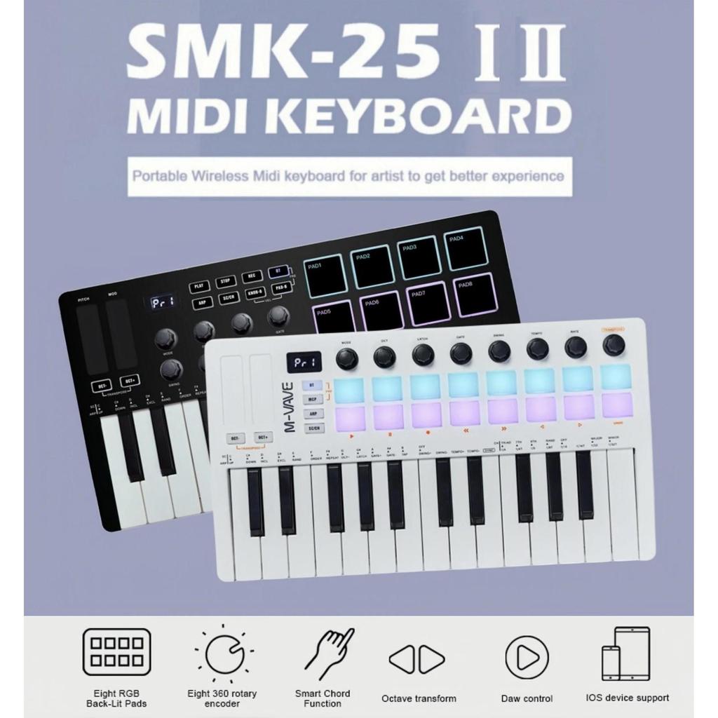 M-VAVE SMK-25 II 25-Key Wireless MIDI Pad Controller by HitMyNeed