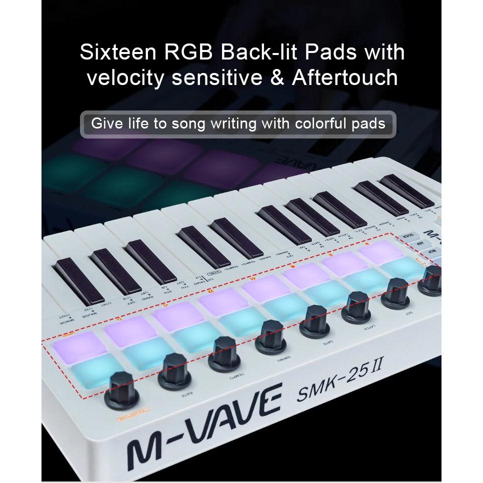 M-VAVE SMK-25 II 25-Key Wireless MIDI Pad Controller by HitMyNeed