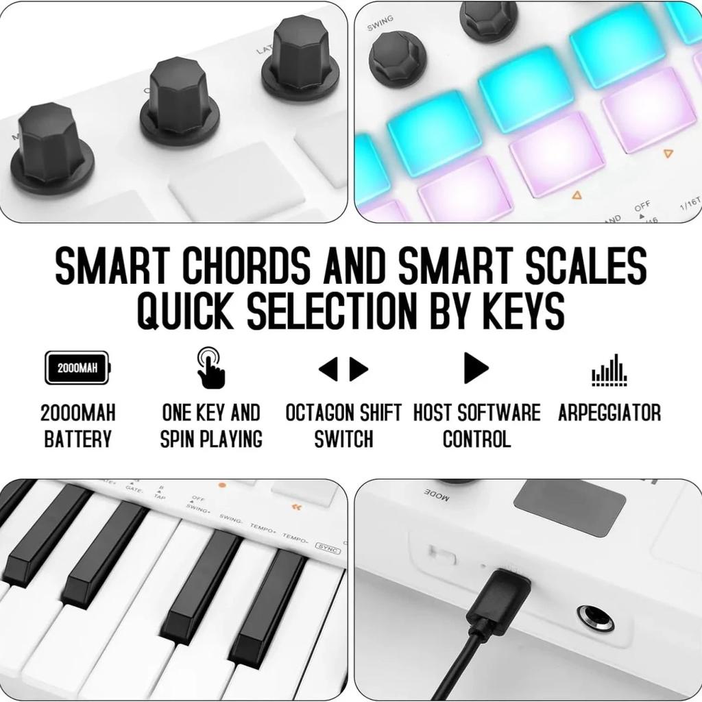 M-VAVE SMK-25 II 25-Key Wireless MIDI Pad Controller by HitMyNeed