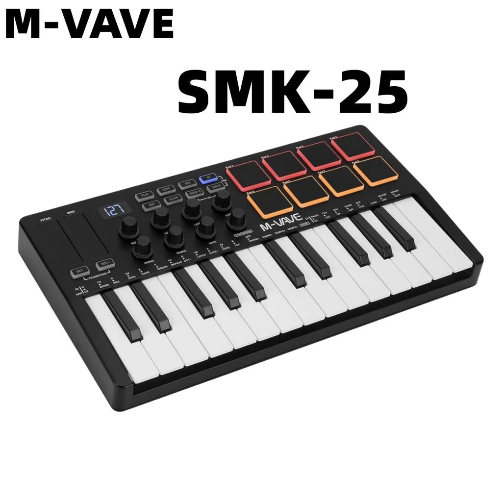 M-VAVE SMK-25 II 25-Key Wireless MIDI Pad Controller smk-25-black by HitMyNeed