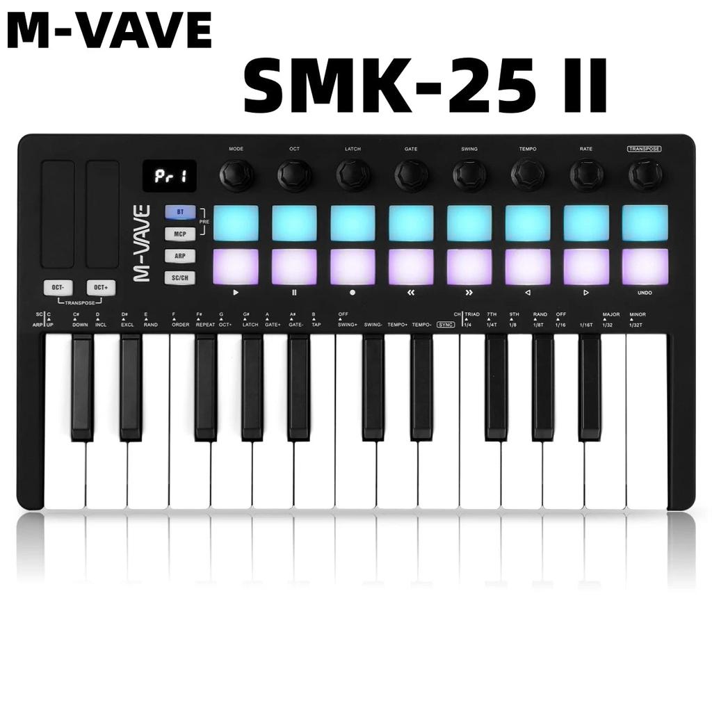 M-VAVE SMK-25 II 25-Key Wireless MIDI Pad Controller smk-25-ii-black by HitMyNeed