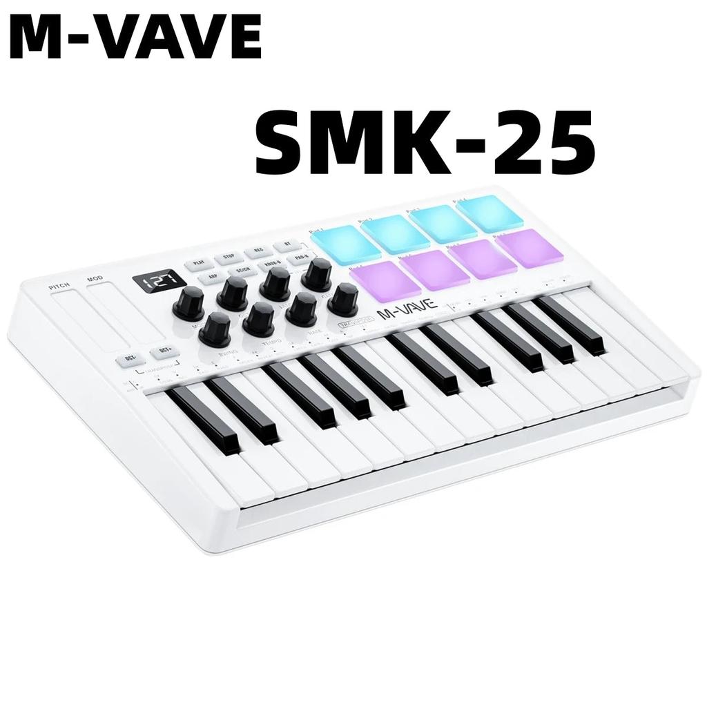 M-VAVE SMK-25 II 25-Key Wireless MIDI Pad Controller smk-25-white by HitMyNeed