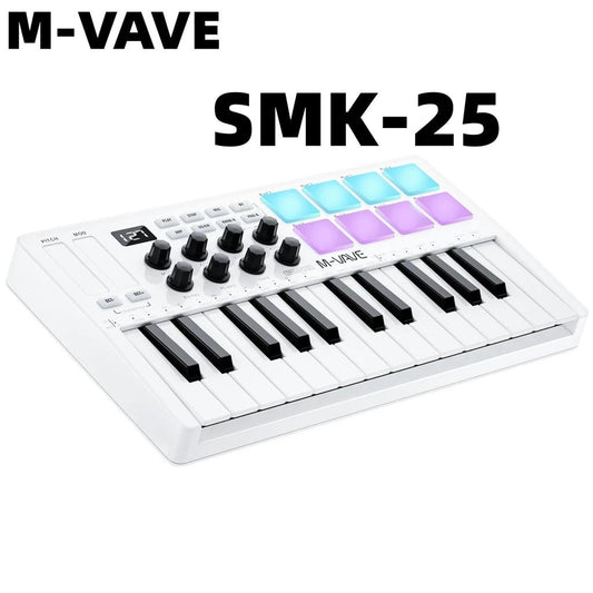 M-VAVE SMK-25 II 25-Key Wireless MIDI Pad Controller smk-25-white by HitMyNeed