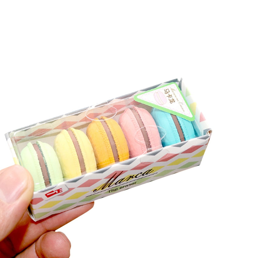 Macaron Erasers Set of 5 - Colorful School Supplies by HitMyNeed