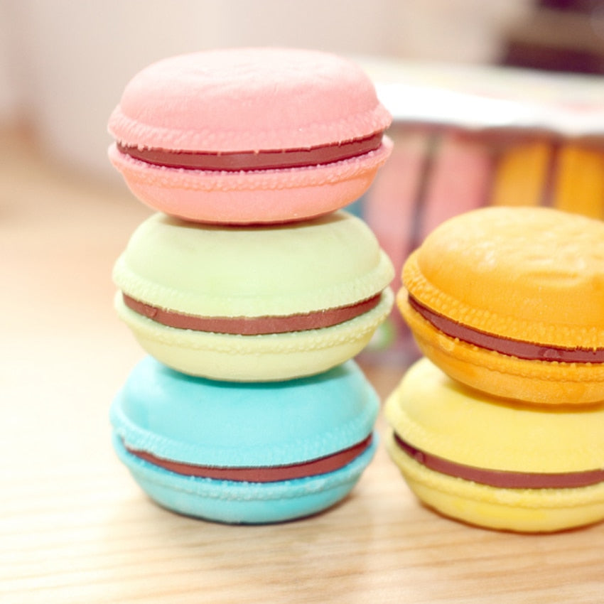 Macaron Erasers Set of 5 - Colorful School Supplies by HitMyNeed