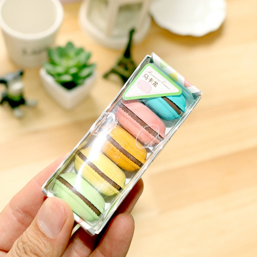 Macaron Erasers Set of 5 - Colorful School Supplies by HitMyNeed