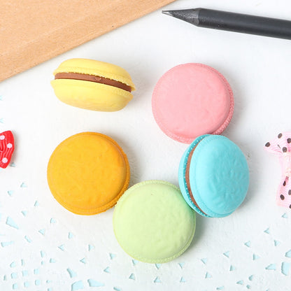 Macaron Rubber Erasers Set of 5 - Novelty Round Design by HitMyNeed