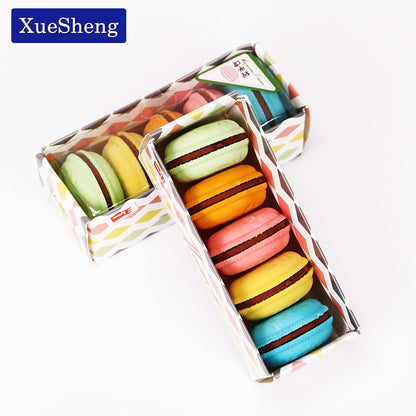 Macaron Rubber Erasers Set of 5 - Novelty Round Design by HitMyNeed