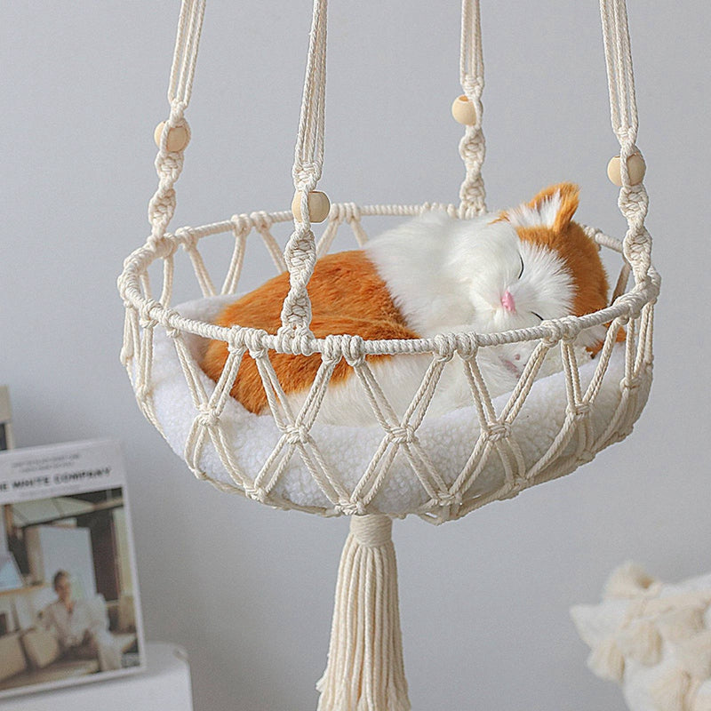 Macrame Hanging Cat Bed Hammock for Small Spaces by HitMyNeed