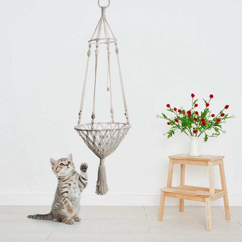 Macrame Hanging Cat Bed Hammock for Small Spaces by HitMyNeed