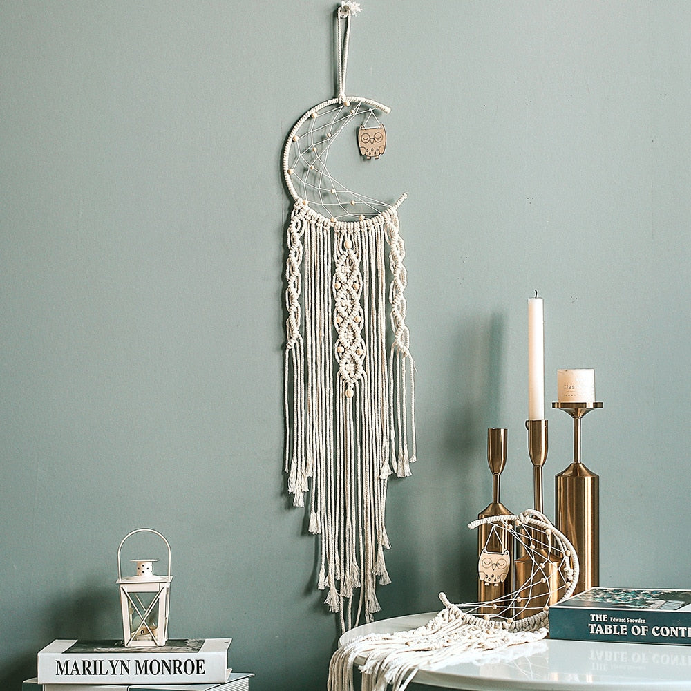 Macrame Moon Wall Hanging Dreamcatcher Decor by HitMyNeed