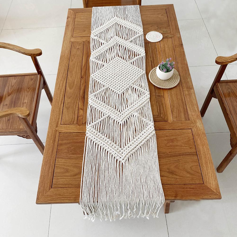 Macrame Table Runner Boho Cotton Decor 34x200cm by HitMyNeed