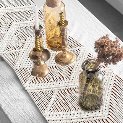 Macrame Table Runner Boho Cotton Decor 34x200cm by HitMyNeed