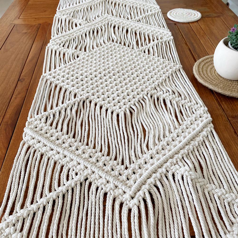 Macrame Table Runner Boho Cotton Decor 34x200cm by HitMyNeed