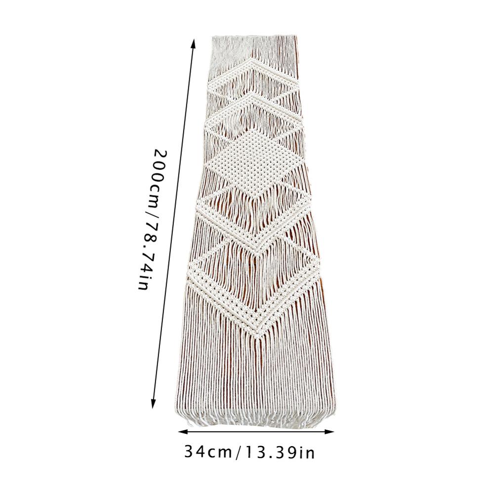 Macrame Table Runner Boho Cotton Decor 34x200cm by HitMyNeed