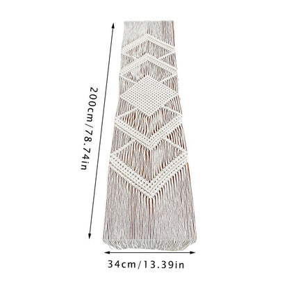 Macrame Table Runner Boho Cotton Decor 34x200cm by HitMyNeed