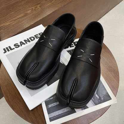 Maganda Tabi Split Toe Leather Loafers Unisex black 36.0 by HitMyNeed