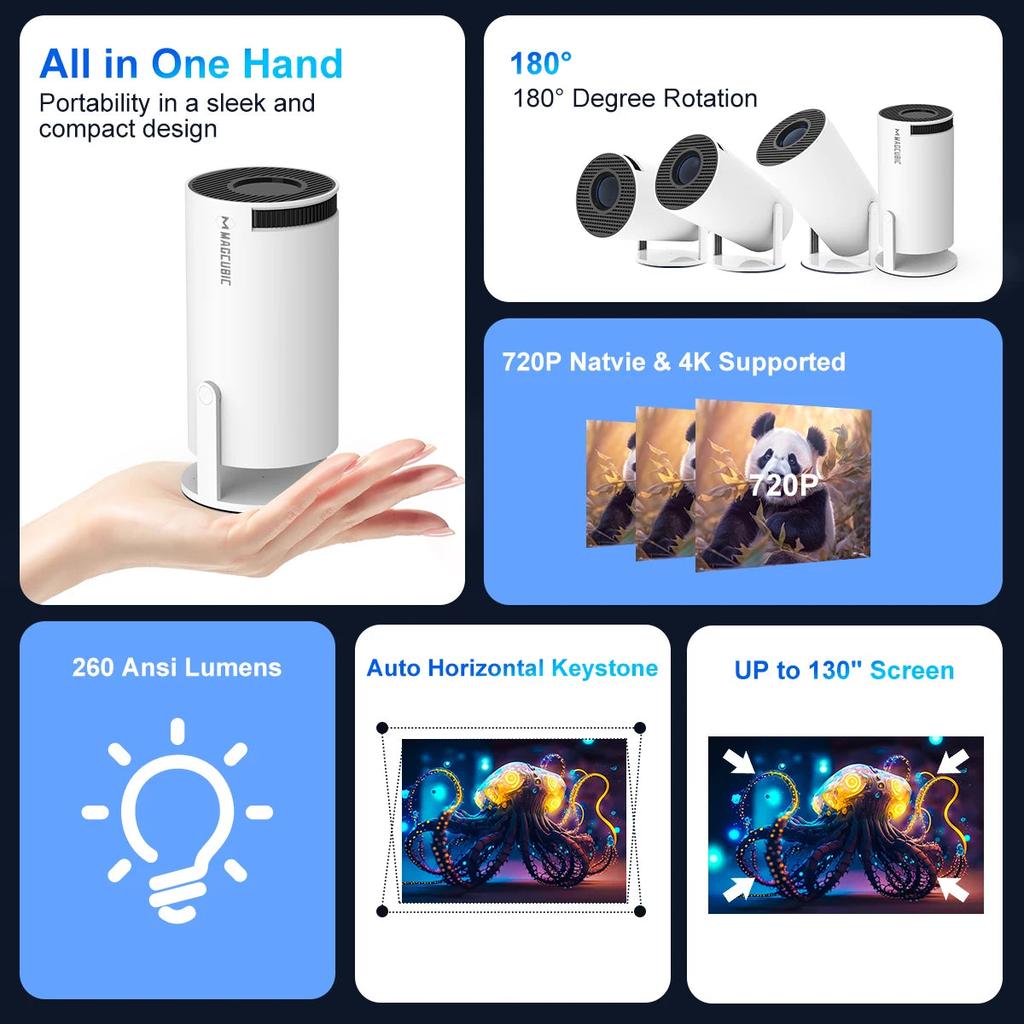 Magcubic HY300 Pro 4K Android 11 Wifi6 Projector by HitMyNeed
