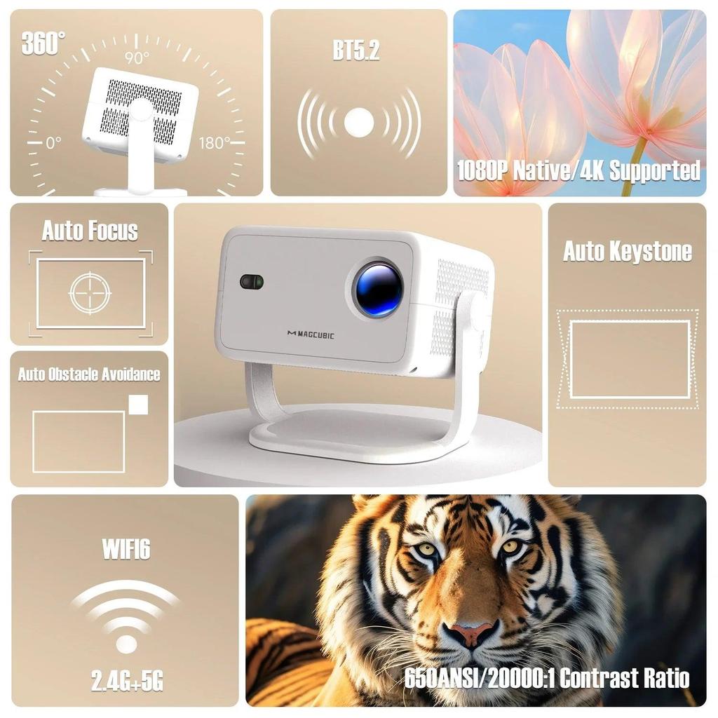 Magcubic L018 1080P 650ANSI 4K Android 11 Projector by HitMyNeed