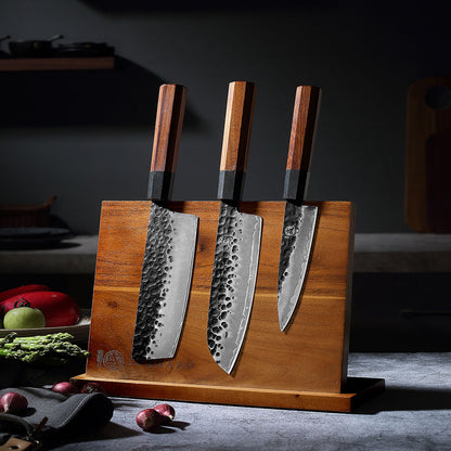 Magnetic Acacia Wood Knife Stand and Utensil Holder by HitMyNeed