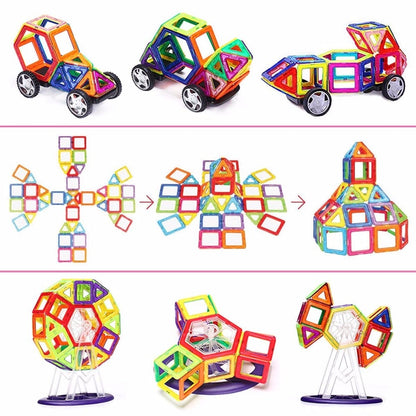 Magnetic Blocks Construction Set for Kids (56 pcs) by HitMyNeed