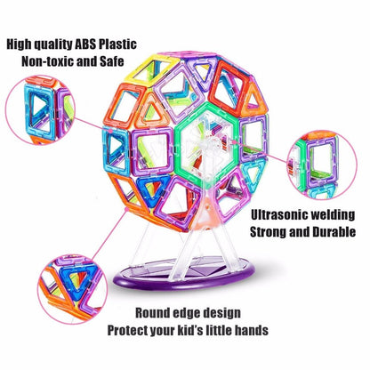Magnetic Blocks Construction Set for Kids (56 pcs) by HitMyNeed