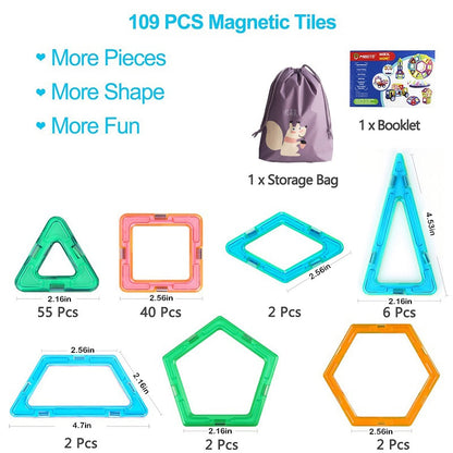 Magnetic Building Blocks Set for Kids (103 pcs) by HitMyNeed