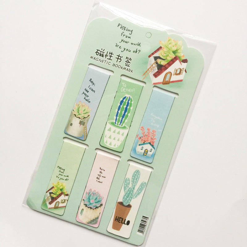 Magnetic Cactus Bookmarks Set of 6 by HitMyNeed