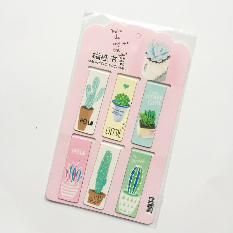 Magnetic Cactus Bookmarks Set of 6 by HitMyNeed