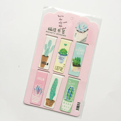 Magnetic Cactus Bookmarks Set of 6 by HitMyNeed